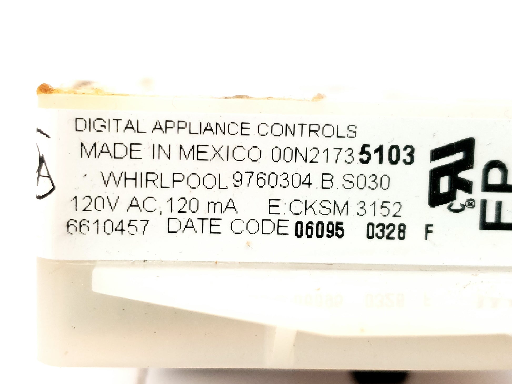 Whirlpool Range Control 9760304