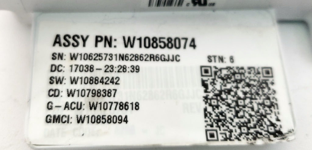 Whirlpool Washer Control W10858074