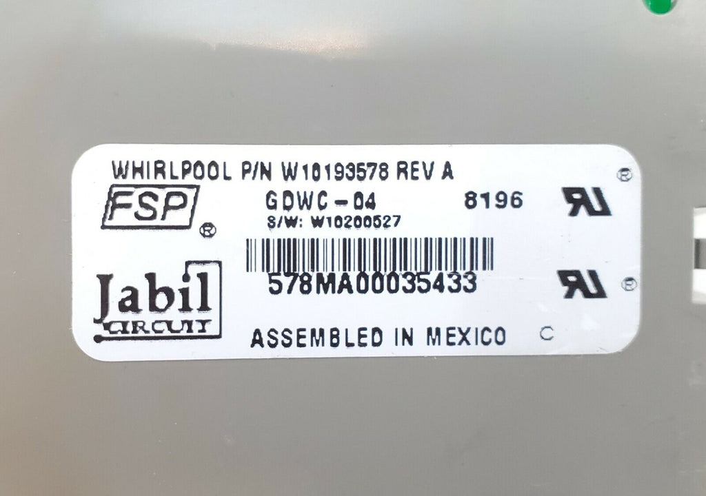 Kenmore Dishwasher Control Board W10193578