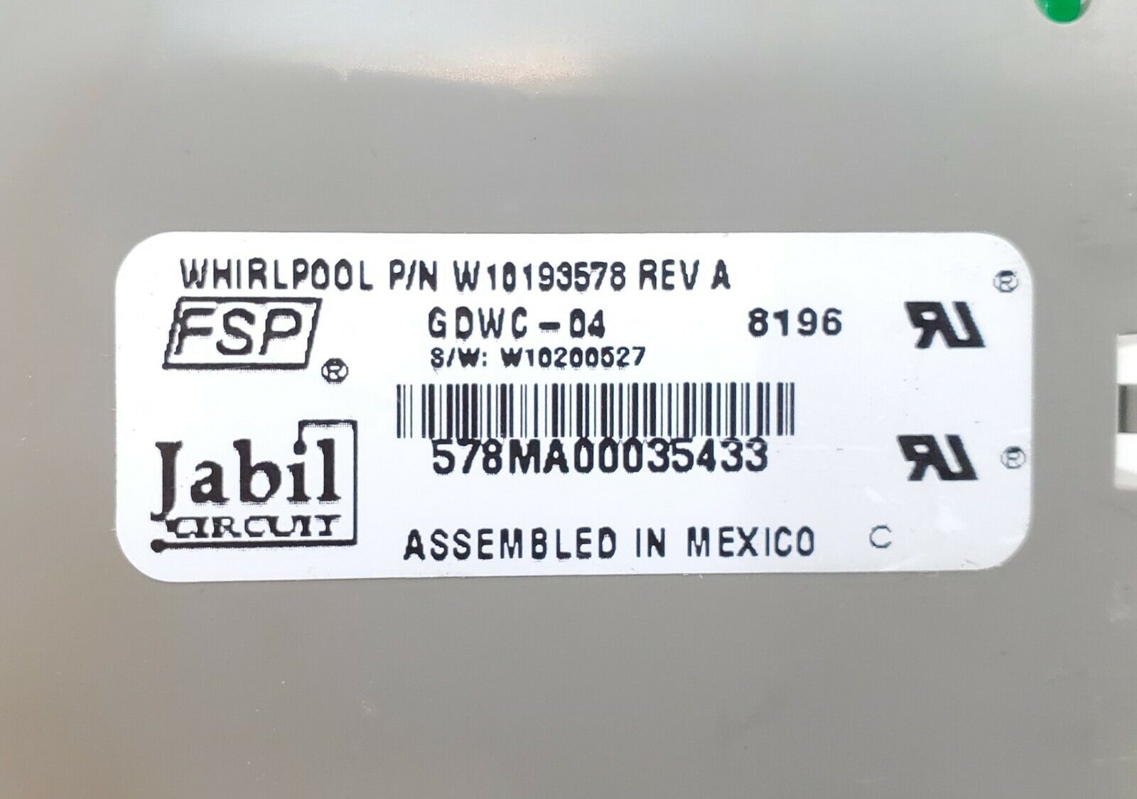 Kenmore Dishwasher Control Board W10193578