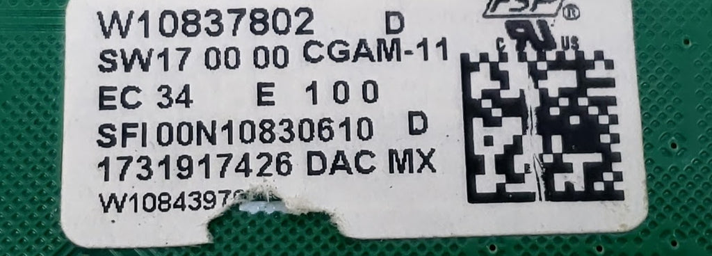 Whirlpool Range Control  W10837802