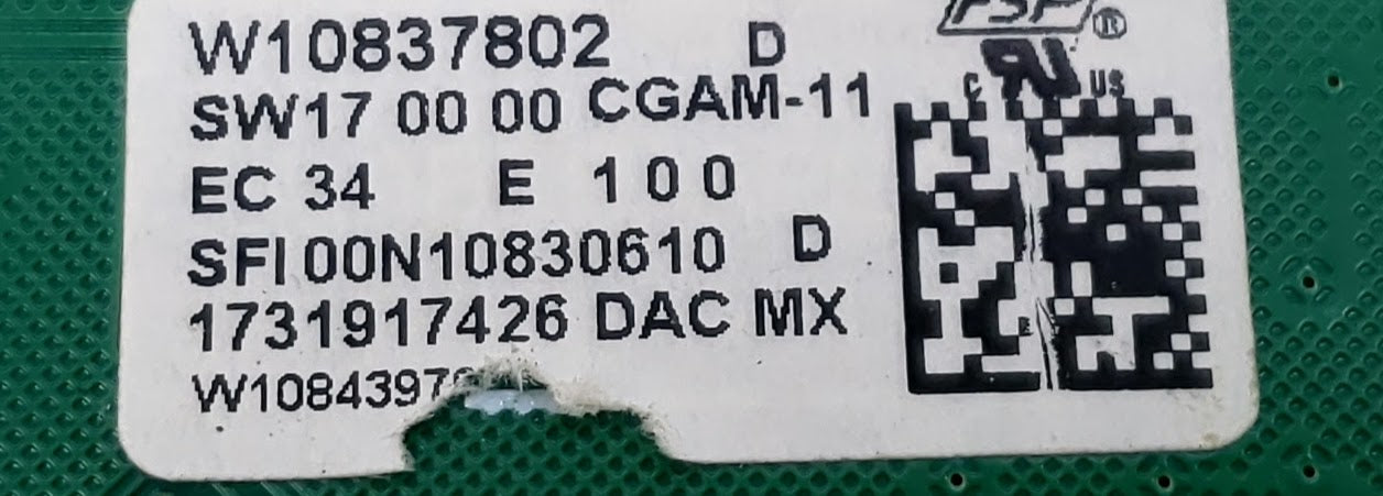 Whirlpool Range Control  W10837802