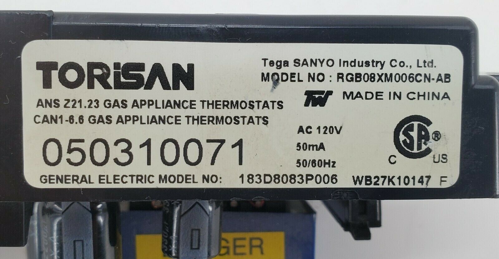 GE Range Control  WB27K10147