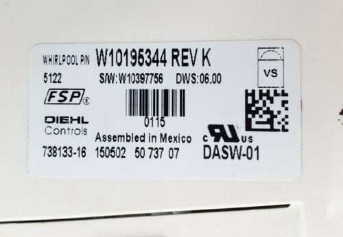 OEM  Kenmore Dishwasher Control W10195344