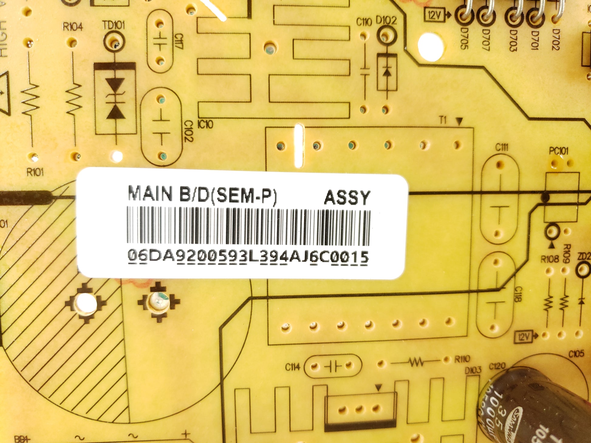 Samsung Refrigerator Control Board DA92-00593L
