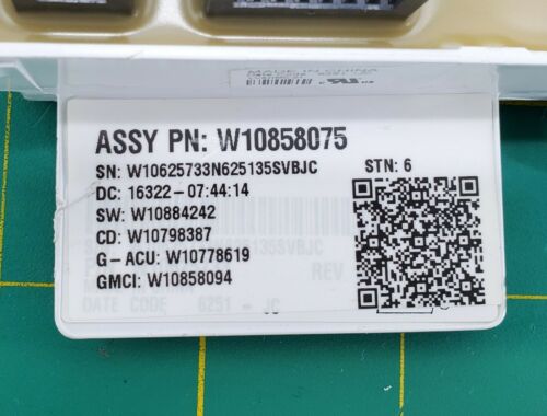 Whirlpool Washer Control W10858075
