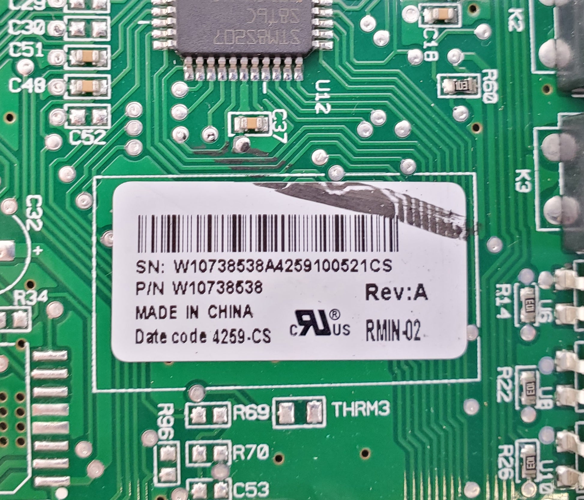 Whirlpool Refrigerator Control  W10738538