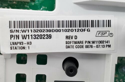 Whirlpool Washer Control W11320239