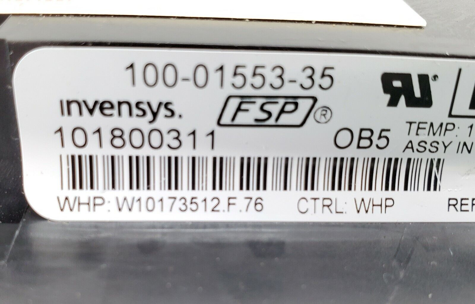 Whirlpool Range Control W10173512