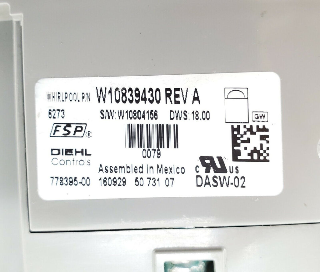 OEM Kenmore Dishwasher Control W10839430 Same Day Shipping & Lifetime Warranty
