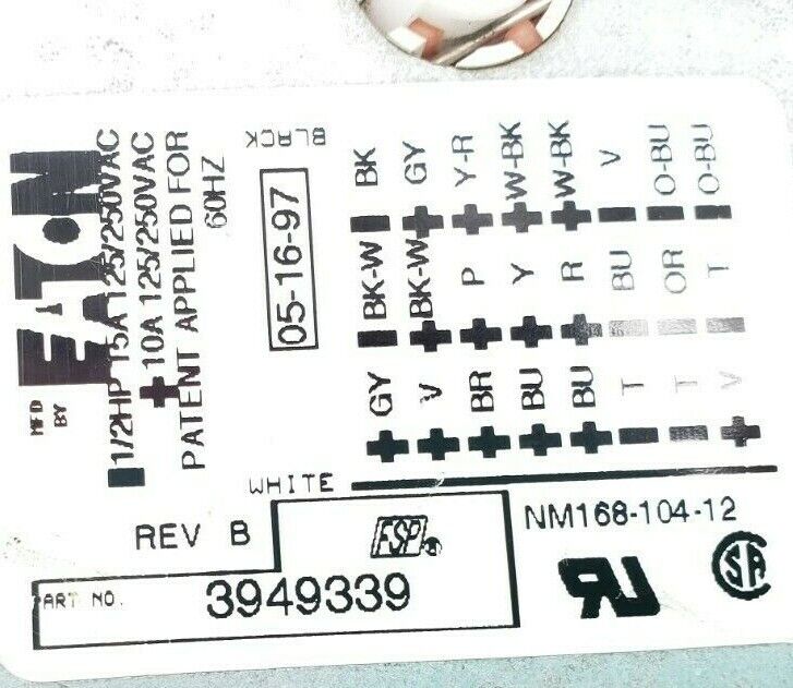 OEM Whirlpool Washer Timer 3949339 Same Day Shipping & Lifetime Warranty