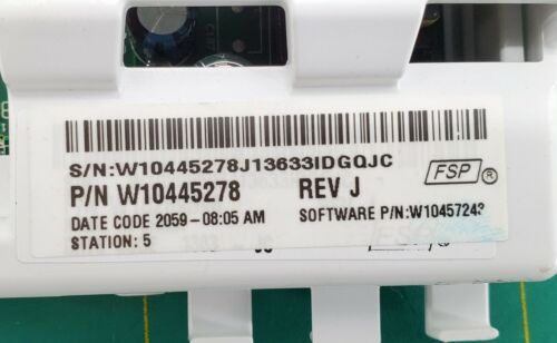 Whirlpool Washer Control  W10445278