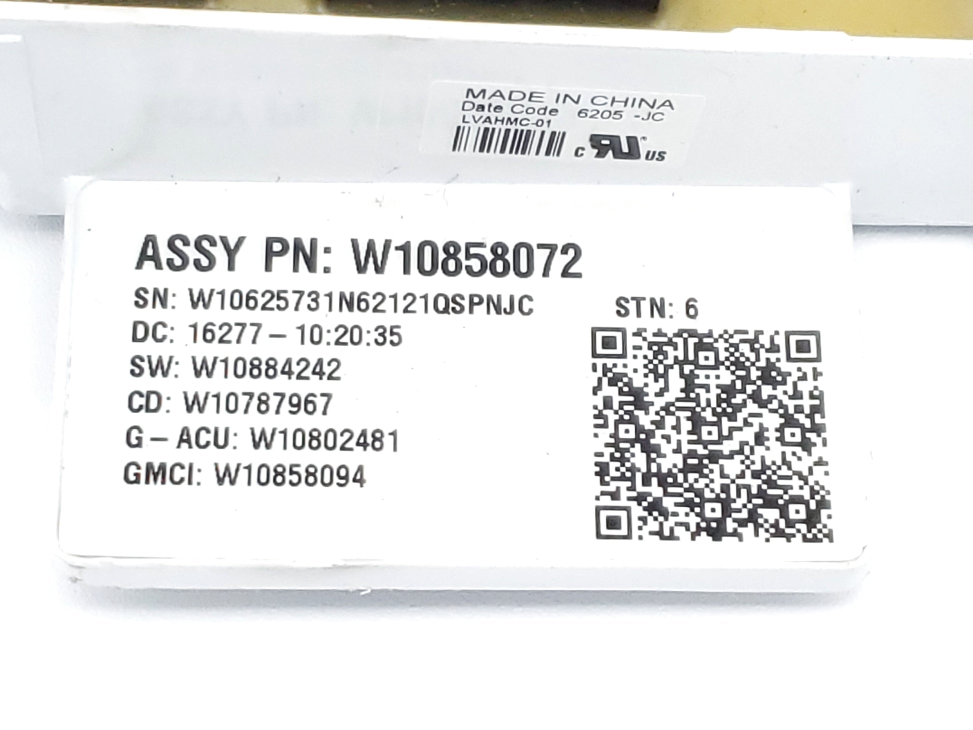 Whirlpool Washer Control Board W10858072