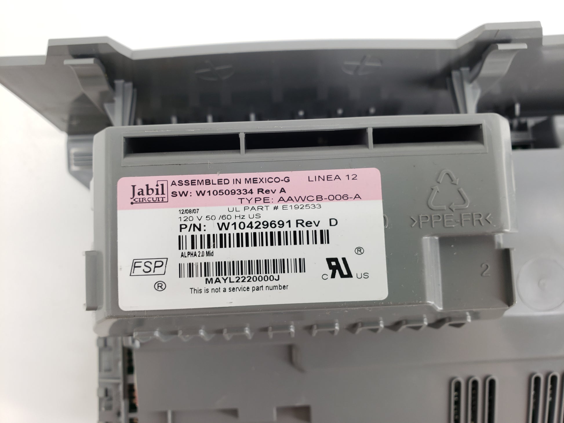 Whirlpool Washer Control Board W10429691