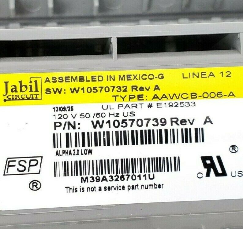 Whirlpool Washer Control  W10570739