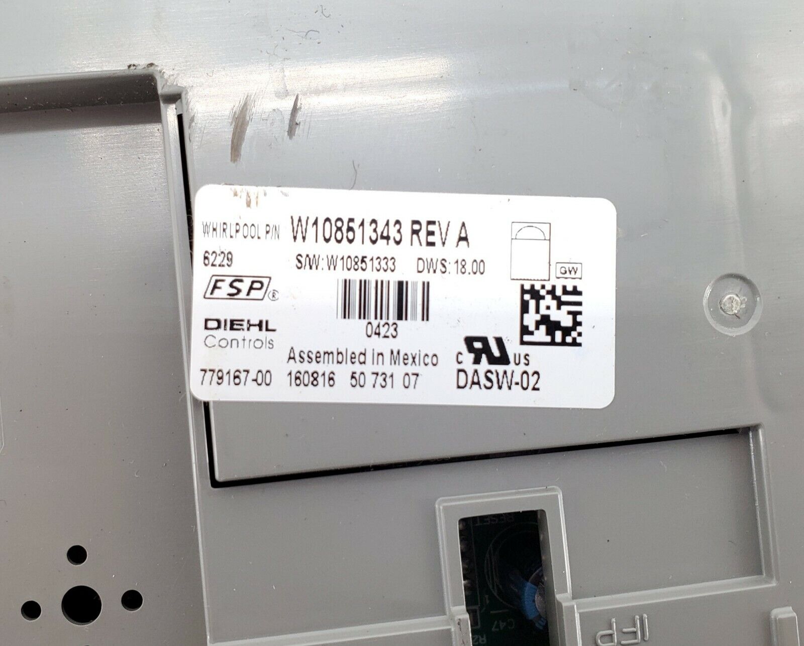 OEM  Kenmore Dishwasher  Control  W10851343