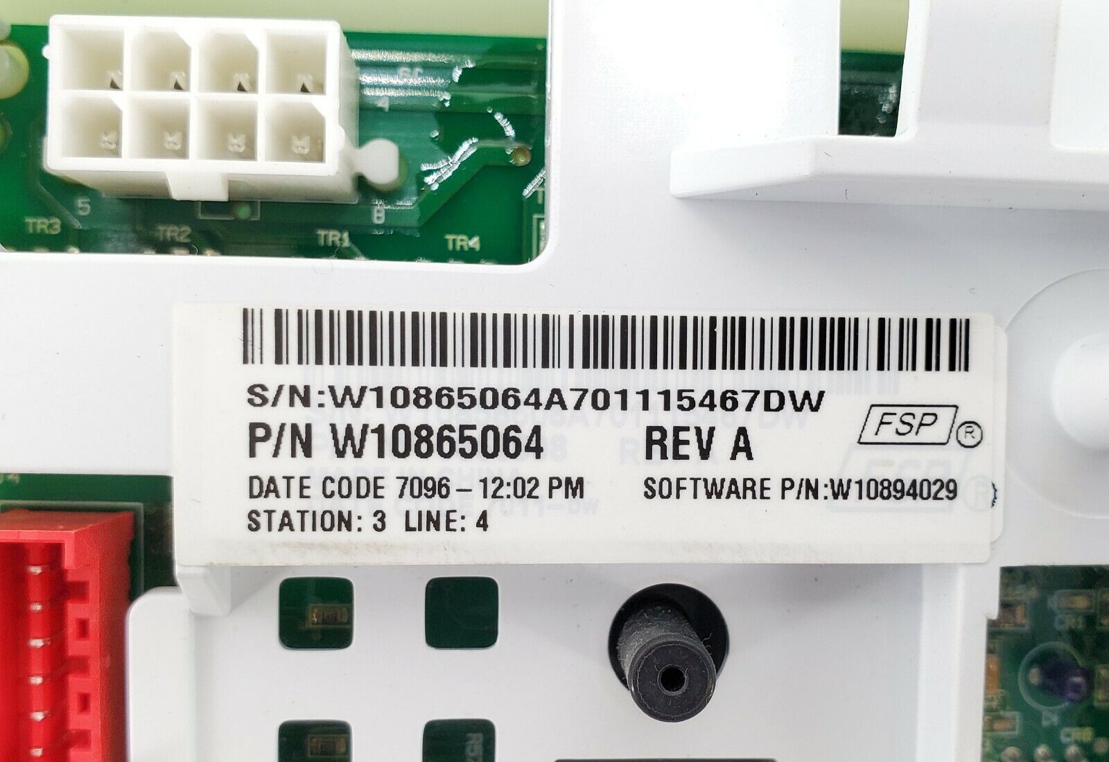 Whirlpool Washer Control W10865064