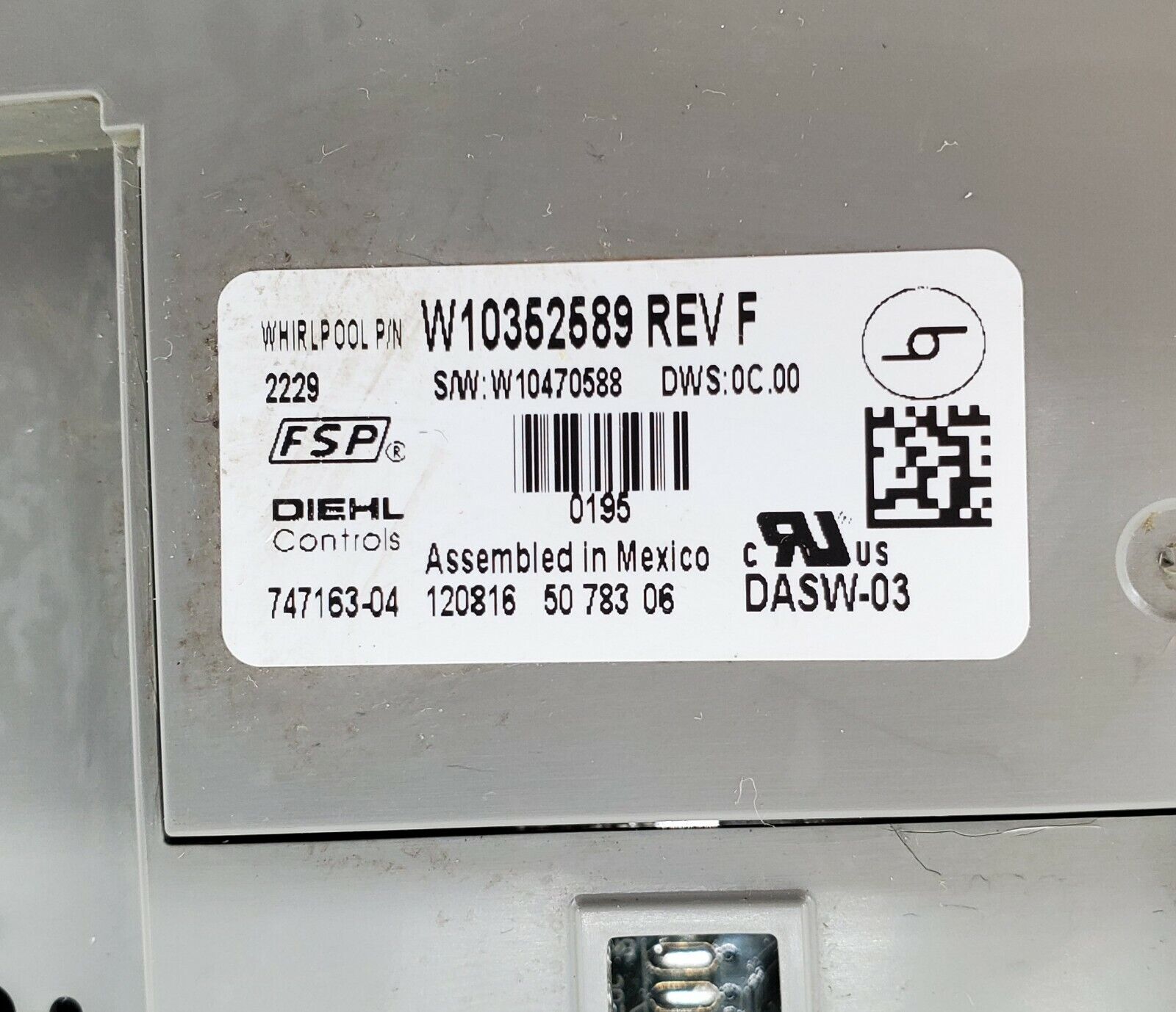 Maytag Dishwasher Control W10352589