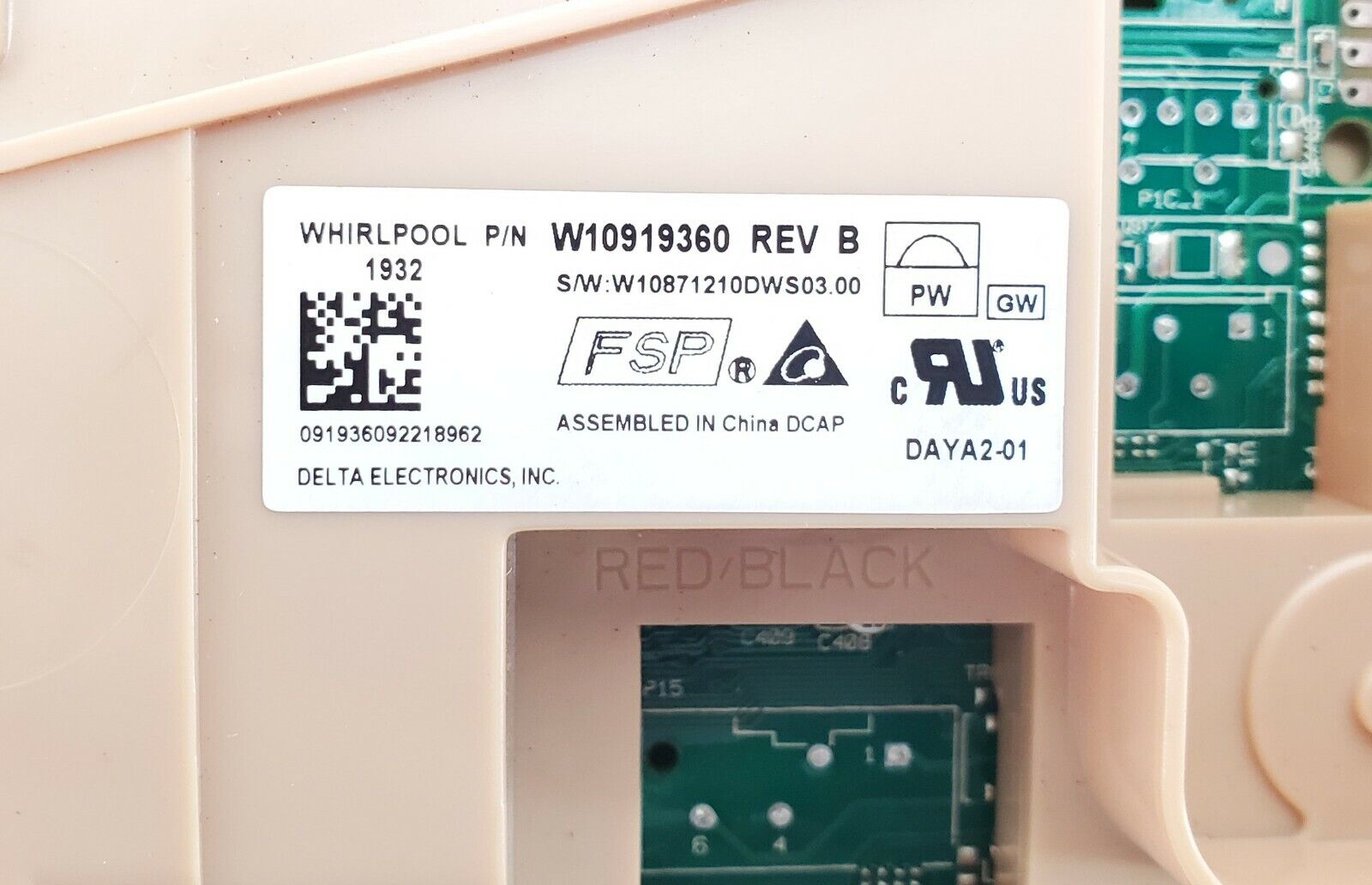 Whirlpool Dishwasher Control  W10919360