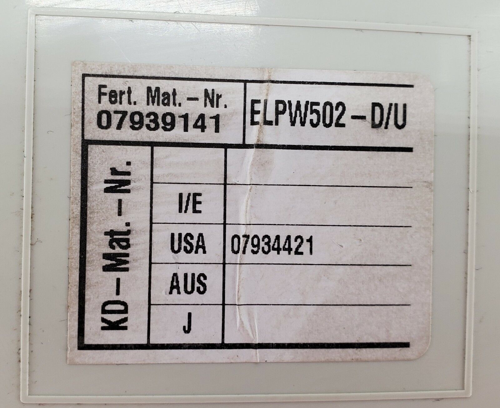 Miele Washer Control 07939141