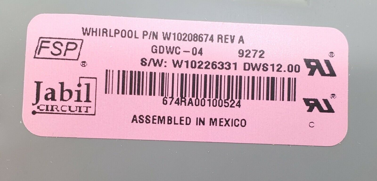 OEM Kenmore Dishwasher Control W10208674 Same Day Shipping & Lifetime Warranty
