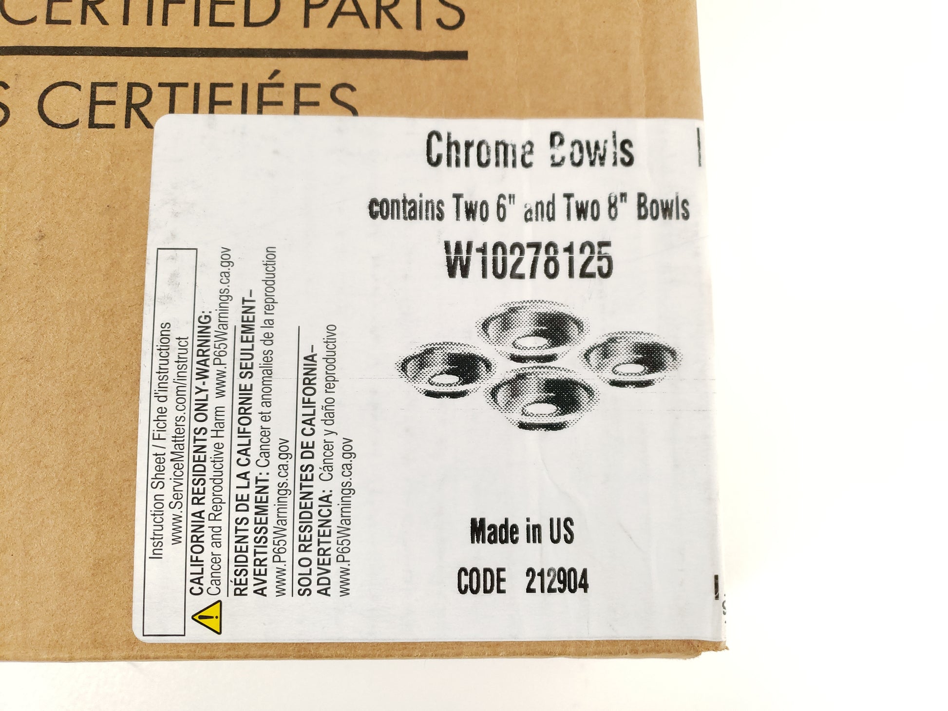 New Whirlpool Range Chrome Drip Pan Kit W10278125