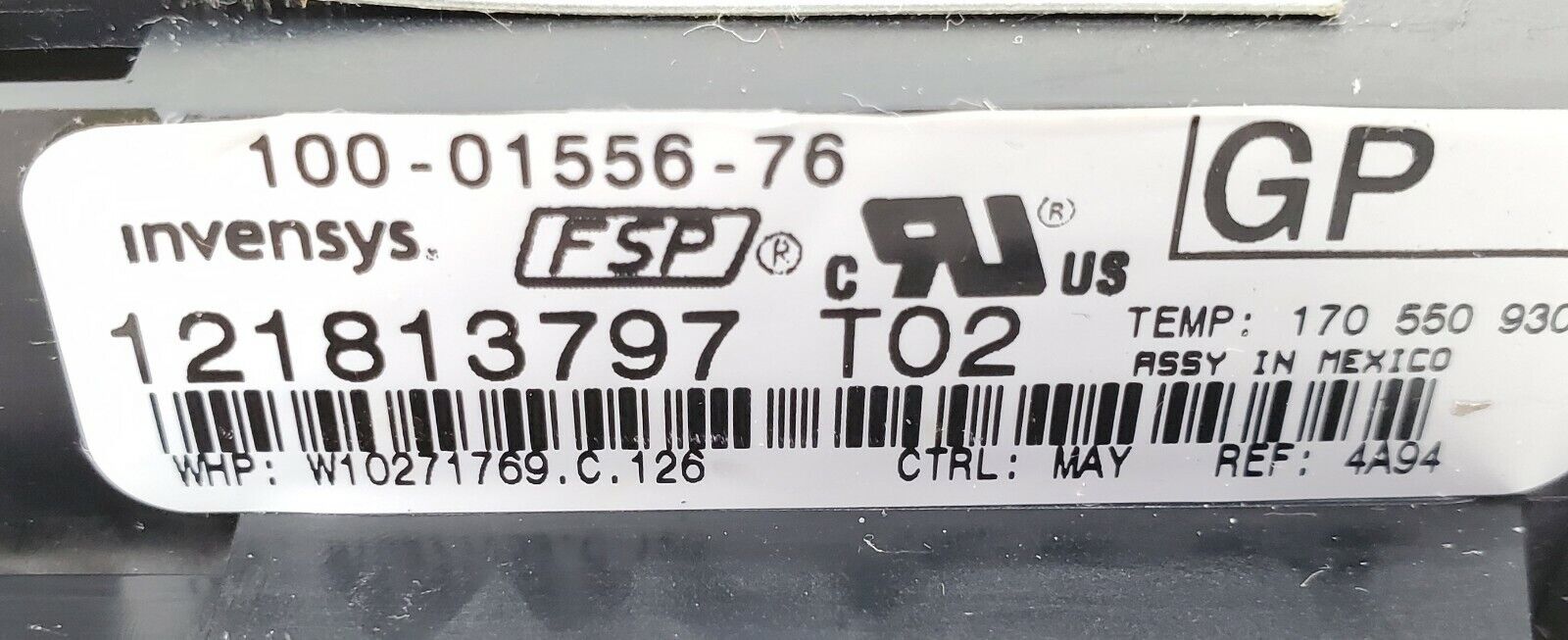 Whirlpool Range Control W10271769