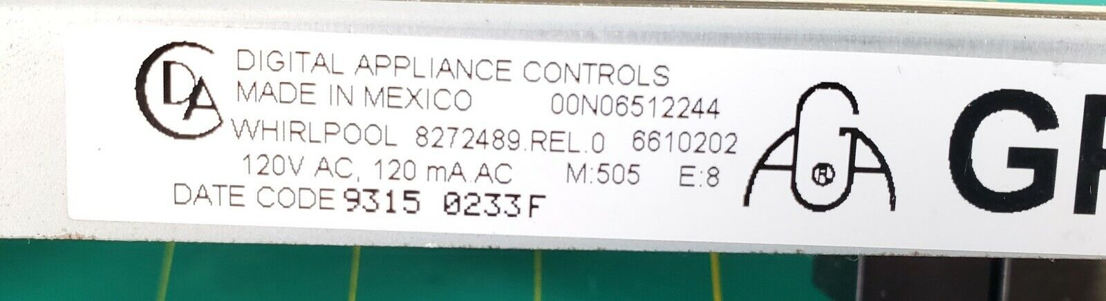Whirlpool Range Control 8272489
