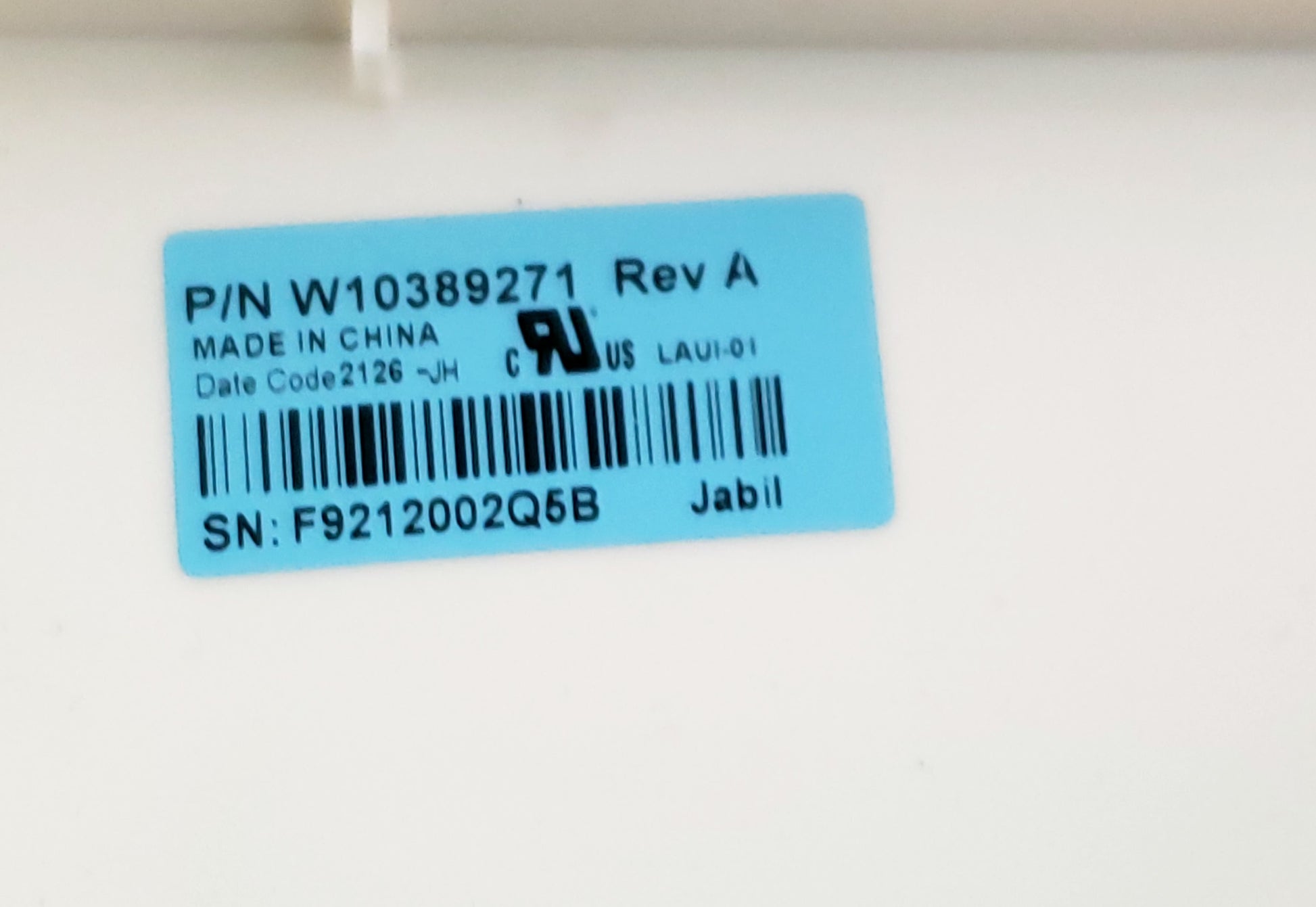 Whirlpool Dryer User Interface W10389271