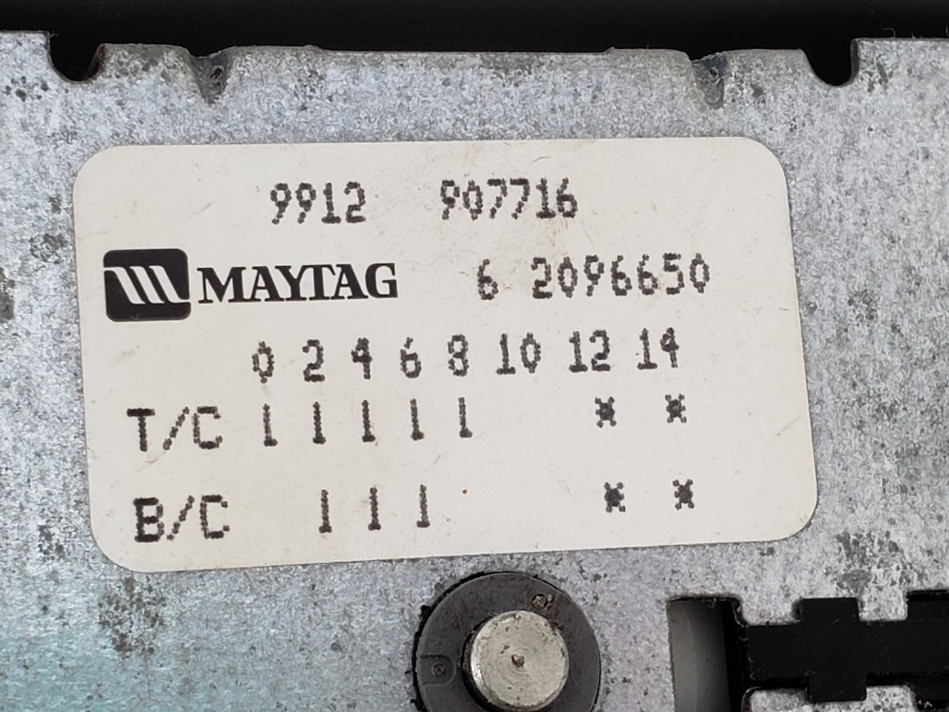 OEM  Maytag Washer Timer 62096650
