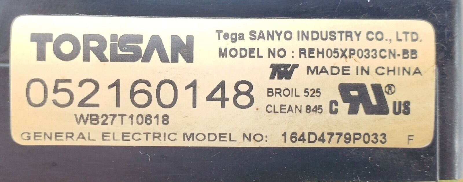 GE Range Control WB27T10618