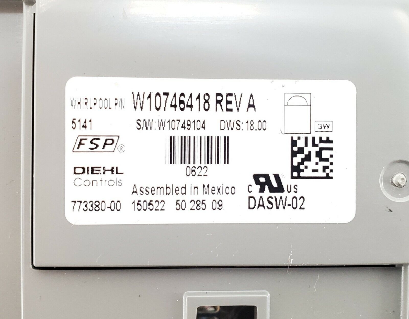 OEM  Kenmore Dishwasher Control  W10746418