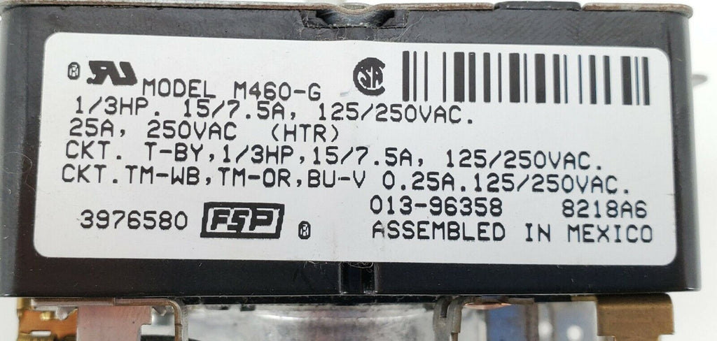 OEM Whirlpool Dryer Timer 3976580 Same Day Shipping & Lifetime Warranty