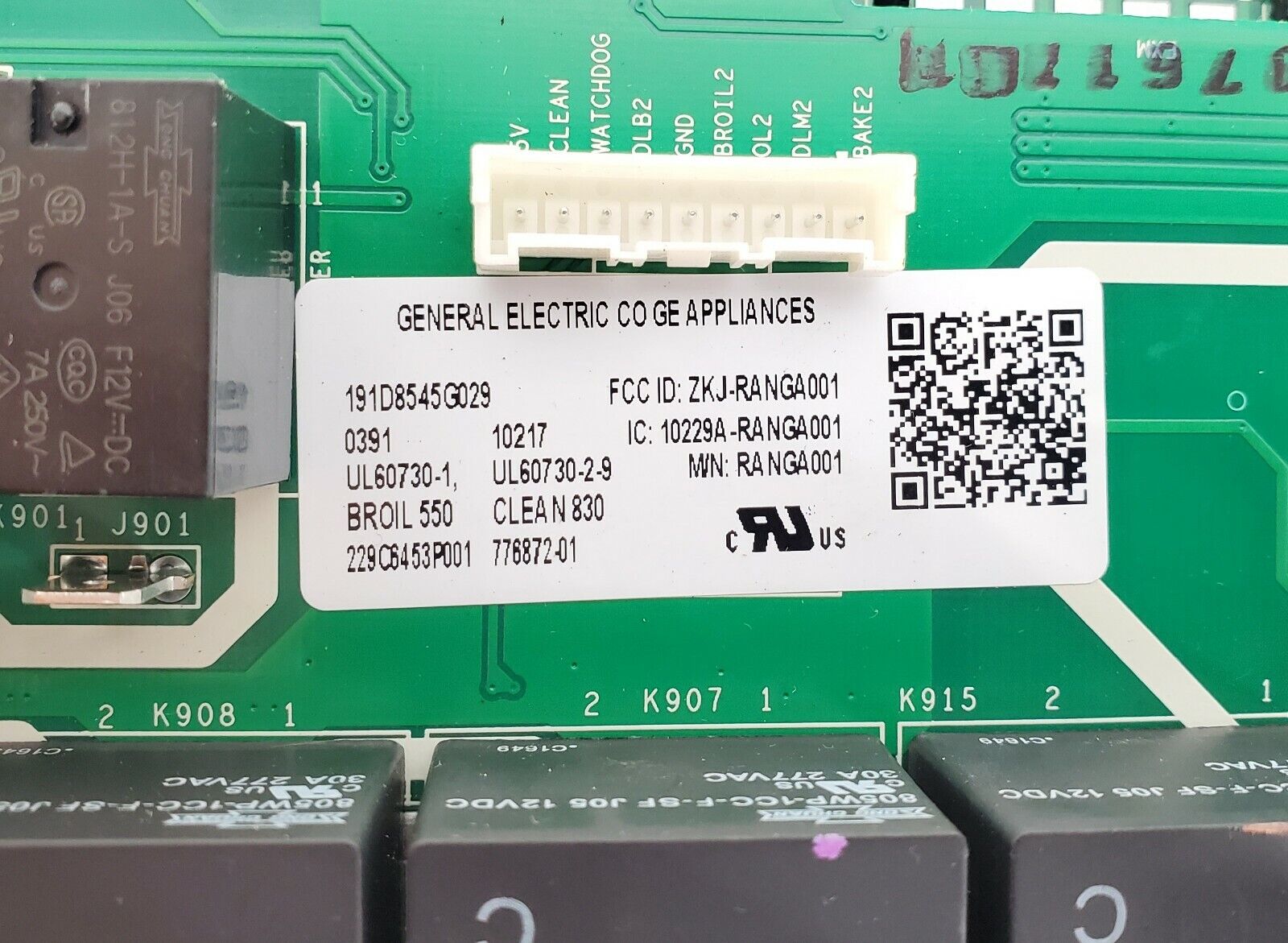 GE Range  Control  191D8545G029