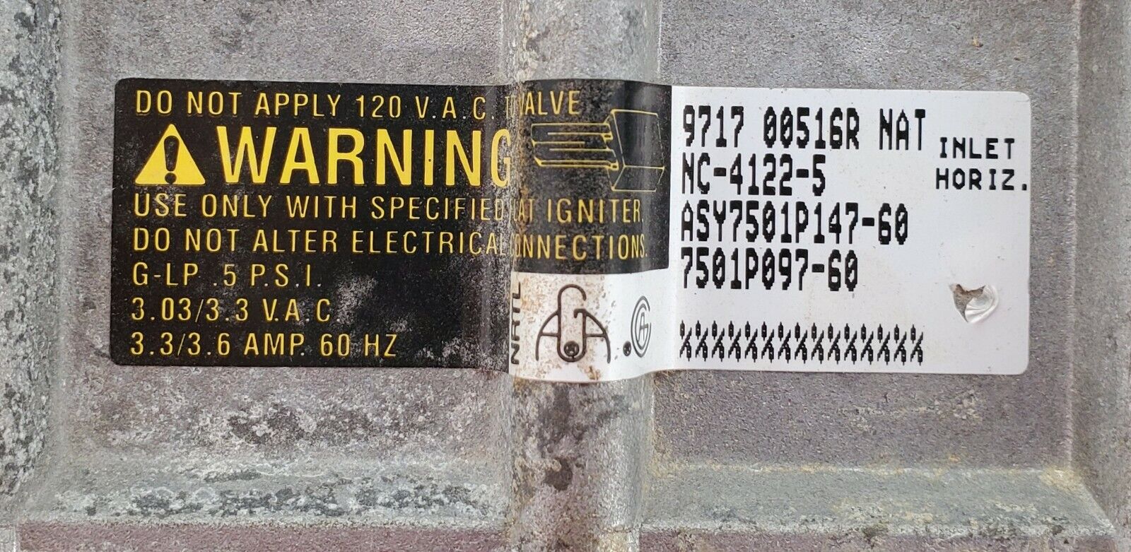 OEM Jenn-Air Range Safety Valve 7501P097-60 Same Day Ship & Lifetime Warranty