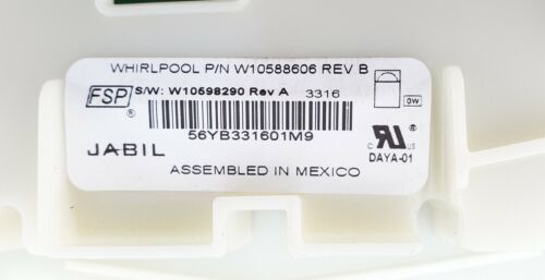 Whirlpool Dishwasher Control W10588606
