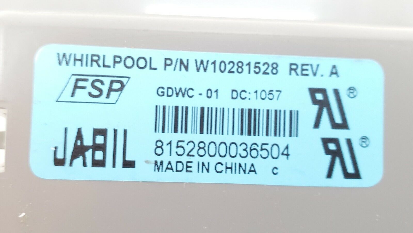 Whirlpool Dishwasher Control W10281528 Same Day Shipping & Lifetime Warranty