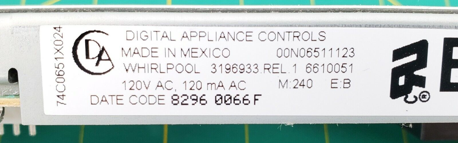 Whirlpool Range Control Board 3196930