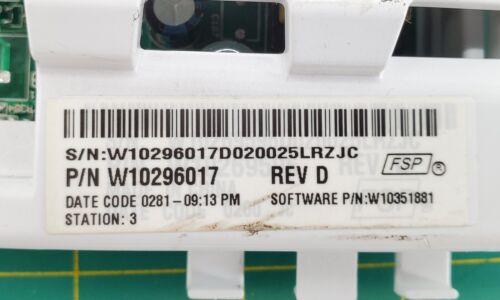 Whirlpool Washer Control Board W10296017