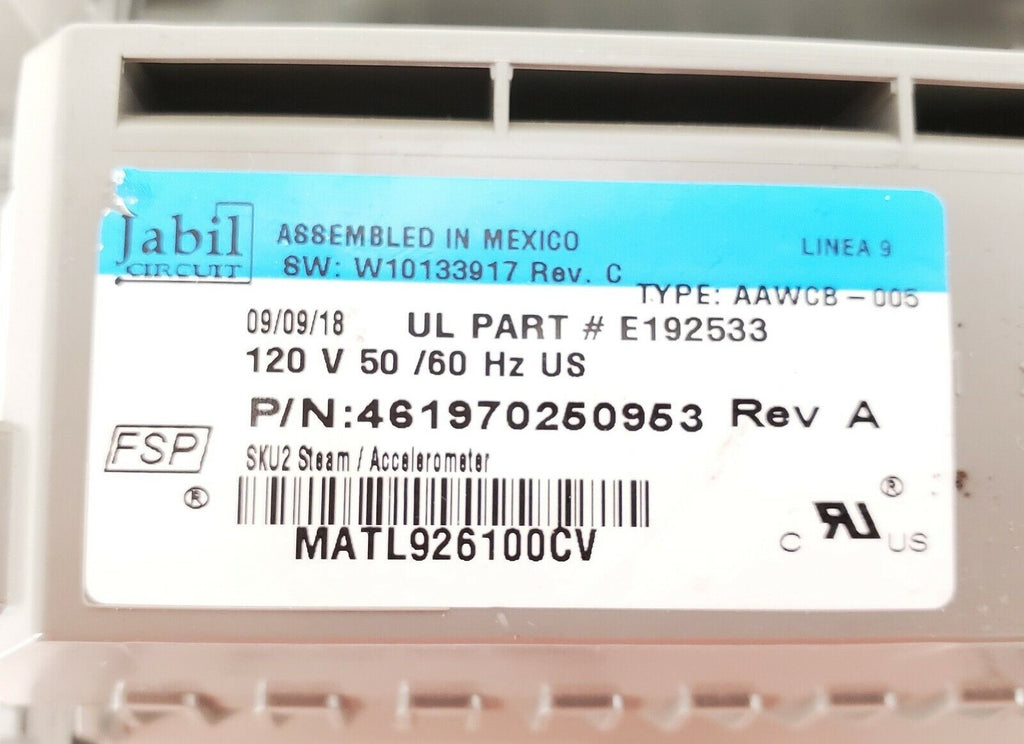 OEM Whirlpool Washer Control W10133917 Same Day Shipping & Lifetime Warranty
