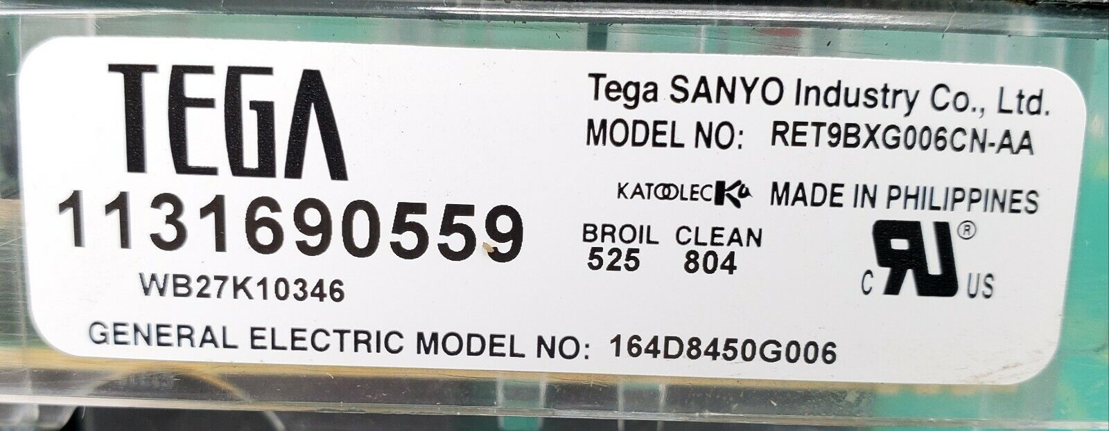 GE Range Control WB27K10346