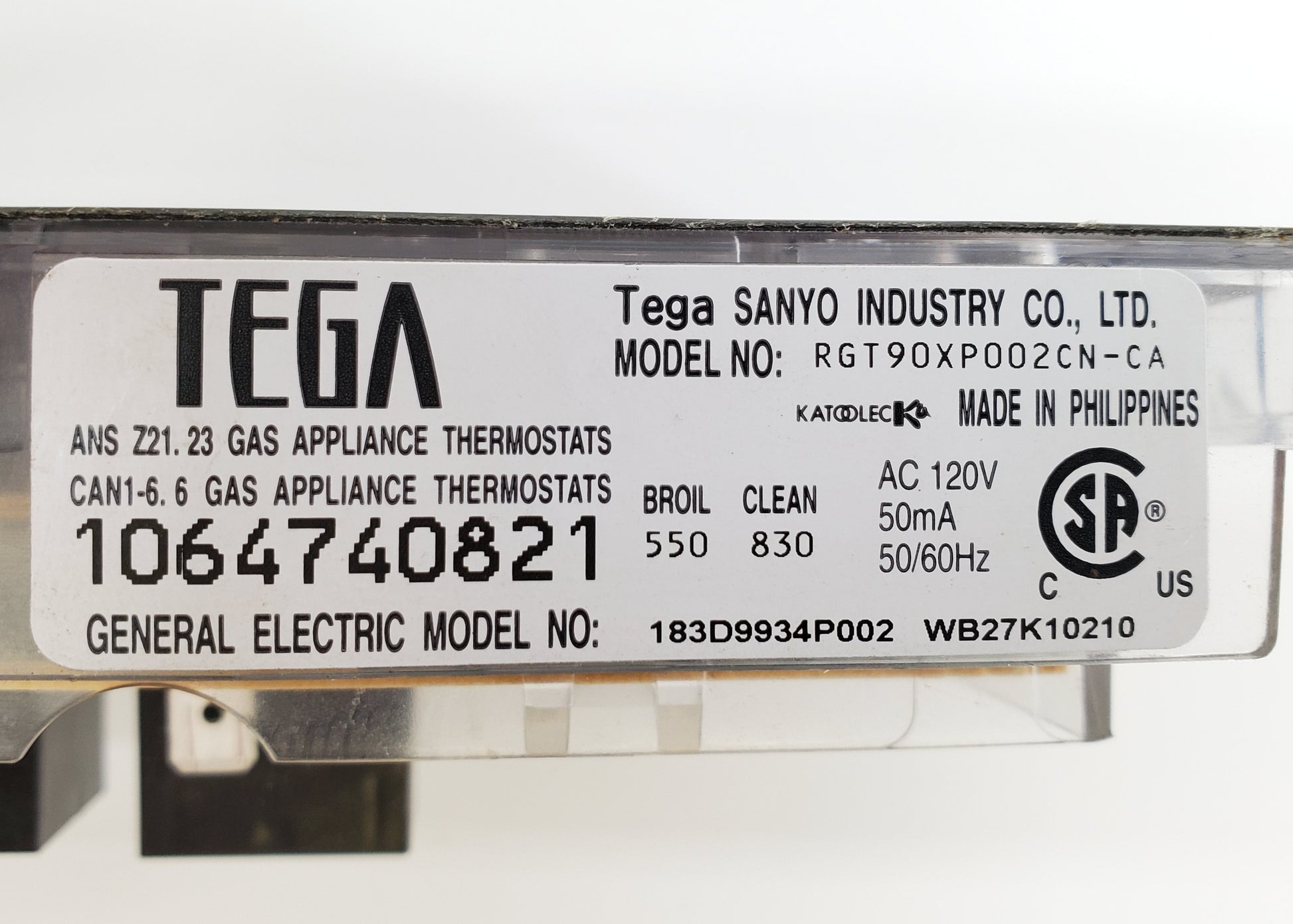 GE Range Control WB27K10210