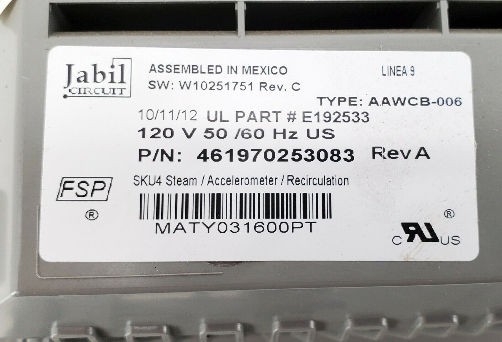 OEM  Whirlpool Washer Control W10390921