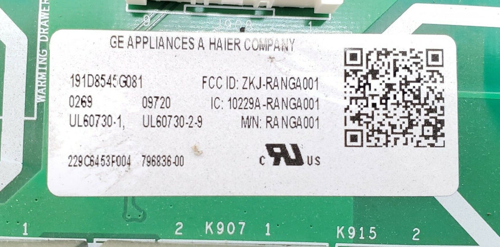 GE Range Control 191D8545G081