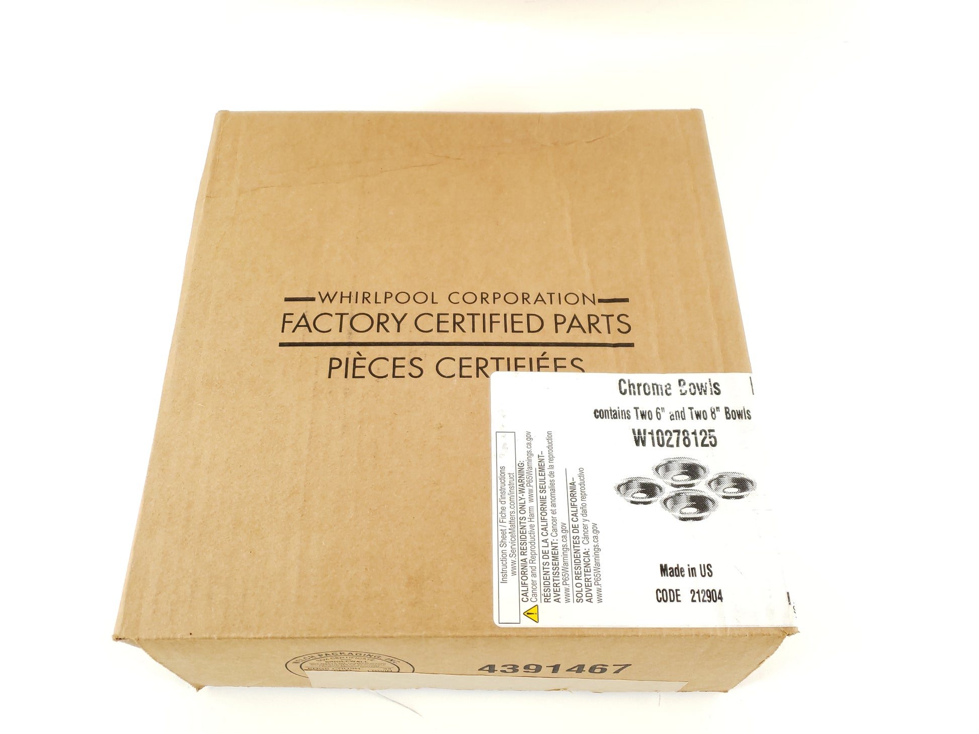 New Whirlpool Range Chrome Drip Pan Kit W10278125