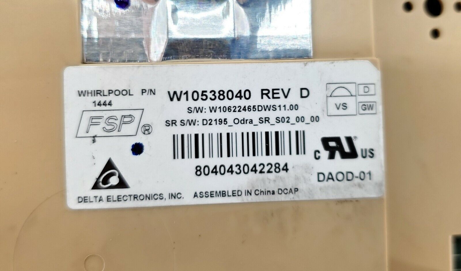 OEM  KitchenAid Dishwasher Control  W10538040