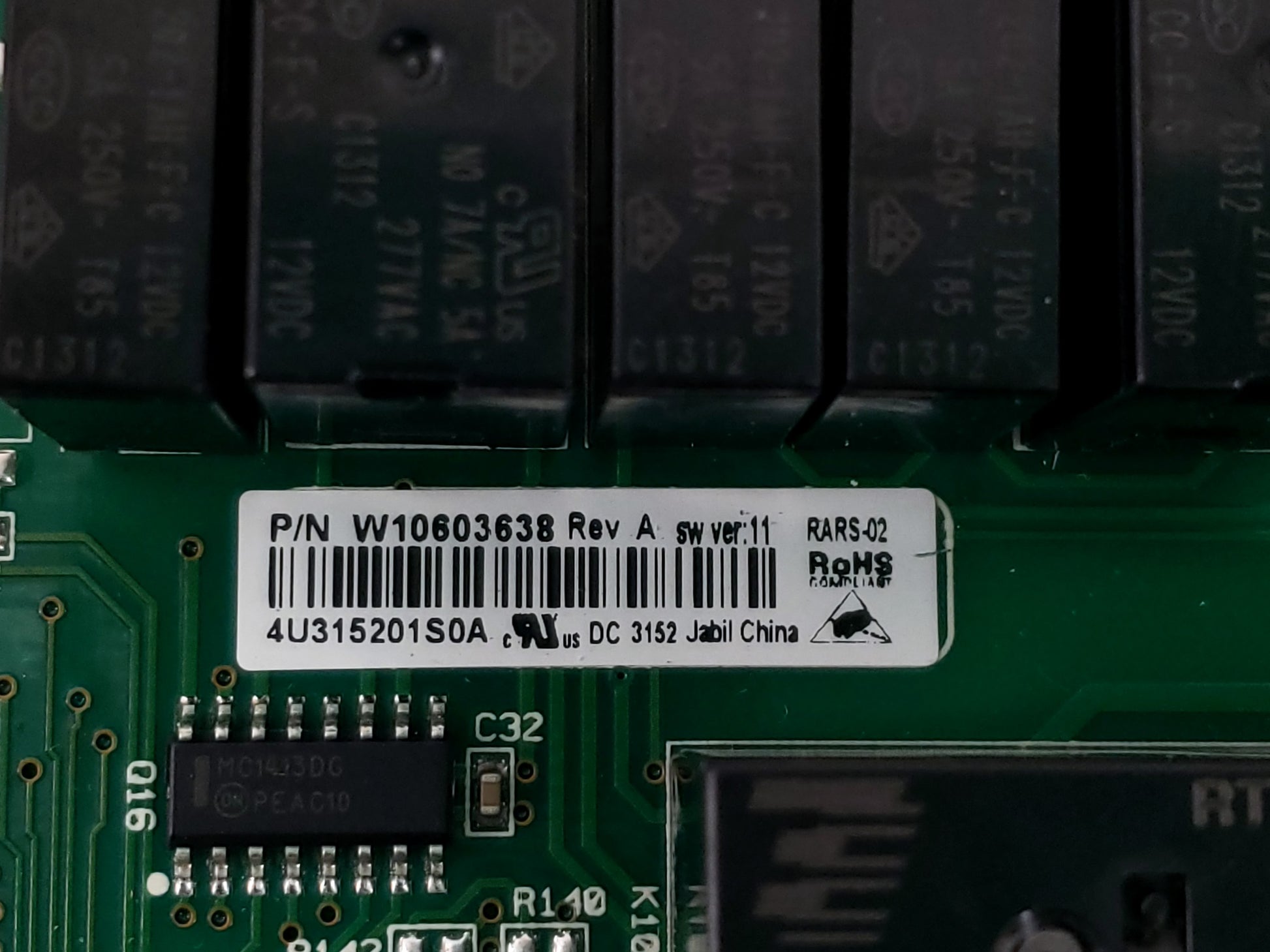 Whirlpool Refrigerator Control Board W10603638