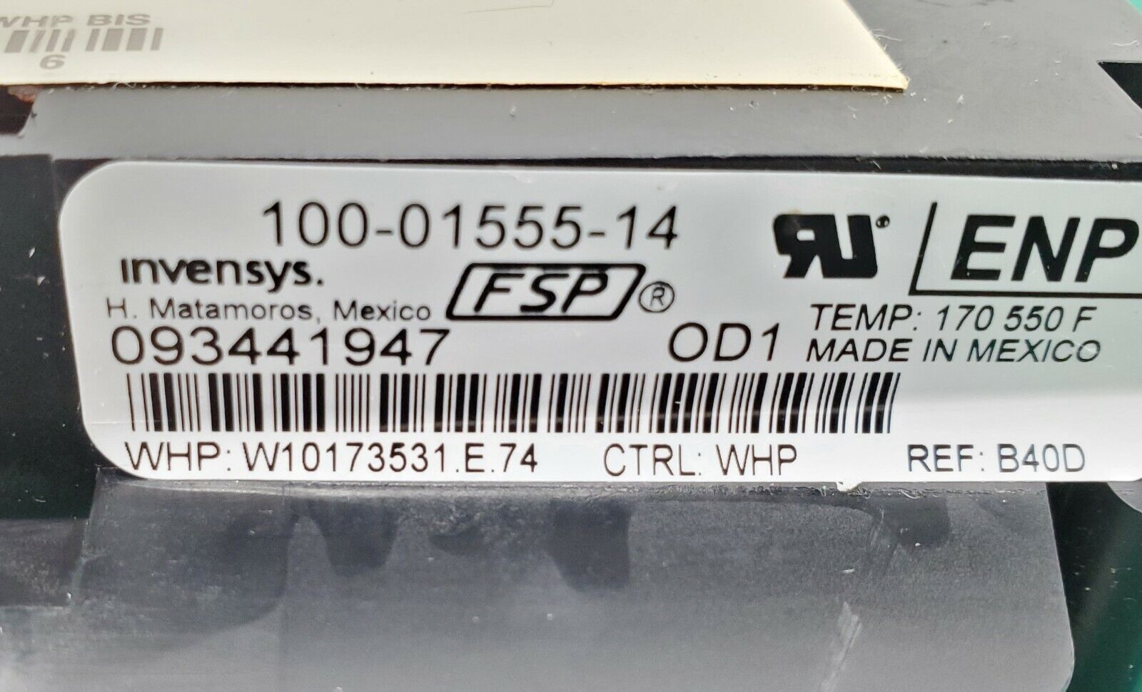 Whirlpool Range Control W10173531