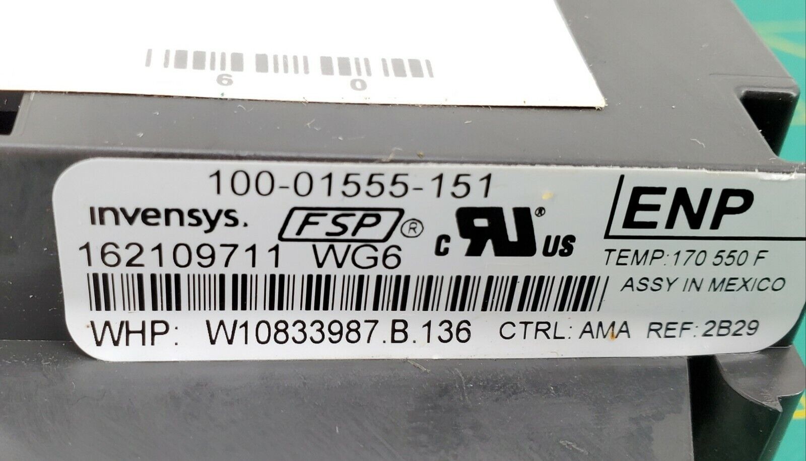 Whirlpool Range Control W10833987