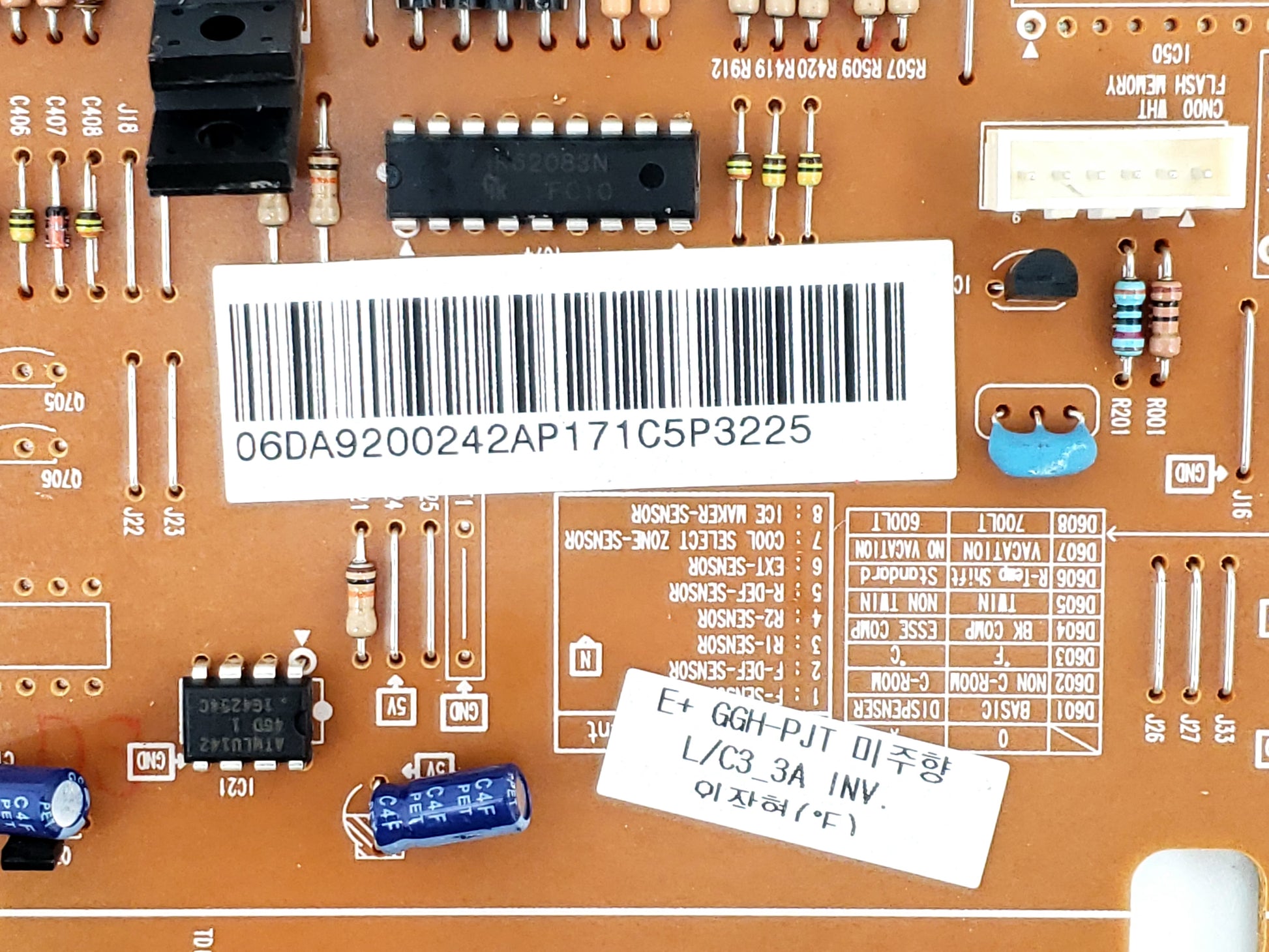 Samsung Refrigerator Control Board DA92-00242A